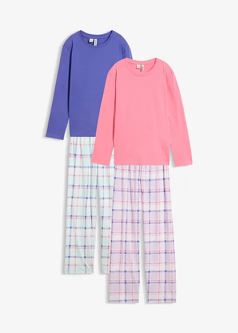 2 pyjamasar av ekologisk bomull (set i 4 delar), bonprix
