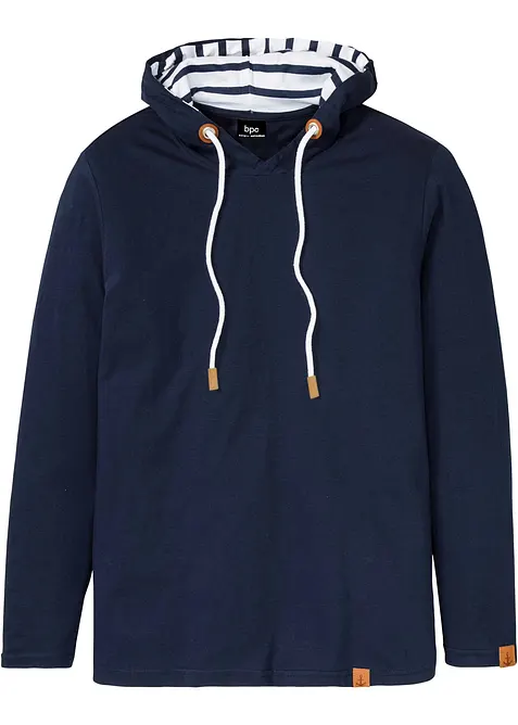 L&aring;ng&auml;rmad T-shirt med huva i ekologisk bomull, bonprix