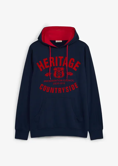 Sweatshirt med huva och tryck, bonprix