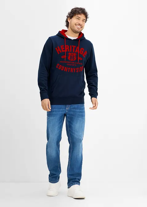 Sweatshirt med huva och tryck, bonprix
