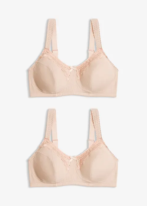 BH utan bygel med ekologisk bomull (2-pack), bonprix