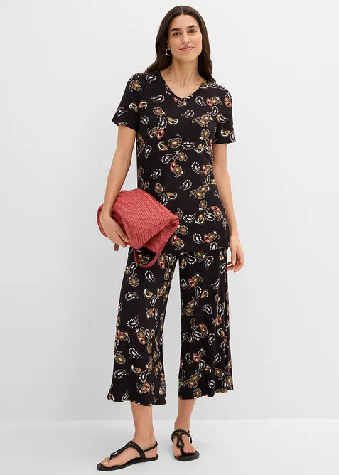 Topp och culottebyxa i mjuk viskosmix (2 delar), bonprix