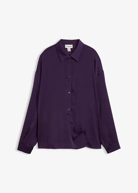 Skjortblus i f&ouml;ljsam satin, bonprix