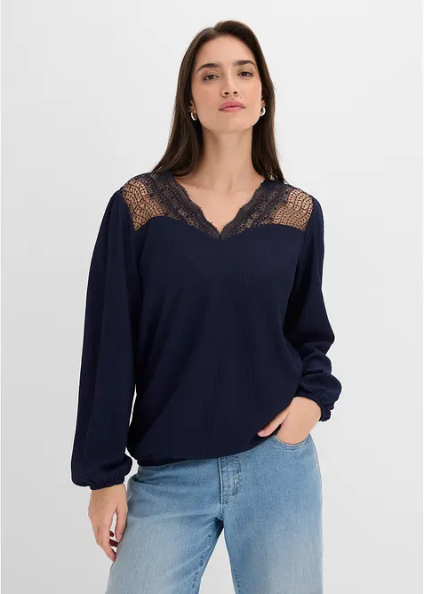 L&aring;ng&auml;rmad topp med spets, bonprix