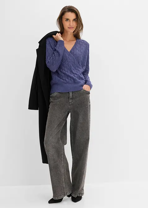 H&aring;lm&ouml;nstrad tr&ouml;ja med omlottlook, bonprix