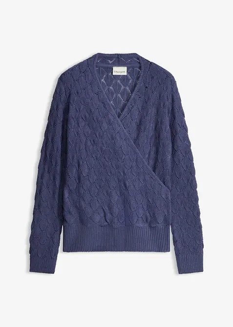 H&aring;lm&ouml;nstrad tr&ouml;ja med omlottlook, bonprix