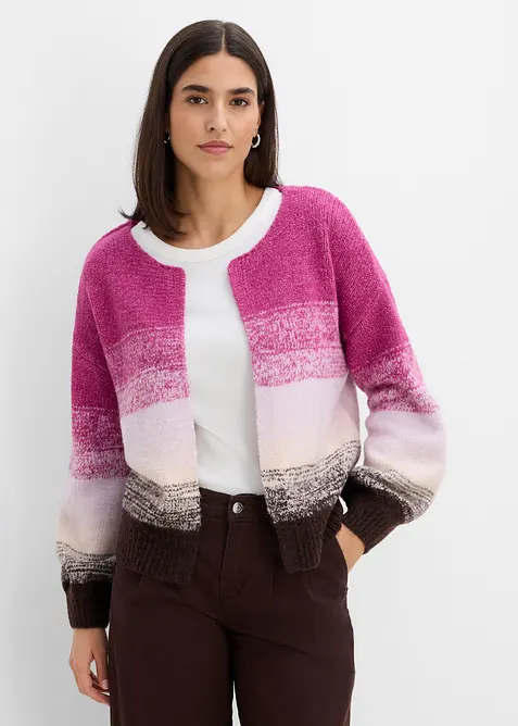 Grovstickad cardigan av mjuk materialmix, bonprix
