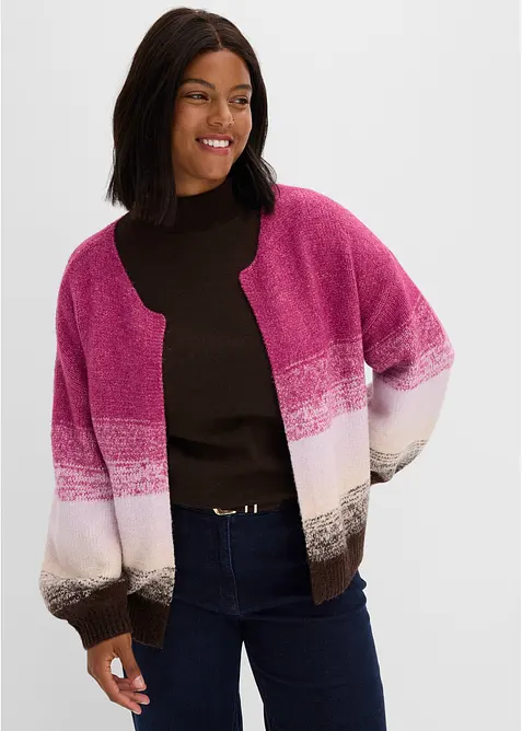Grovstickad cardigan av mjuk materialmix, bonprix