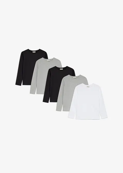 L&aring;ng&auml;rmad T-shirt med ekologisk bomull (5-pack), bonprix