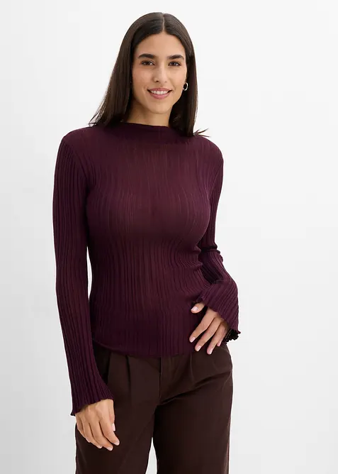 Stickad topp i halvtransparent material, bonprix