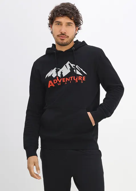 Sweatshirt med huva och ekologisk bomull, bonprix