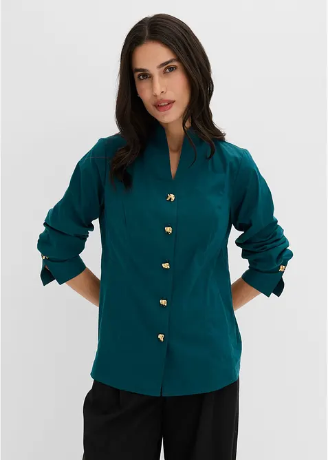 Strykfri stretchblus i poplin, bonprix