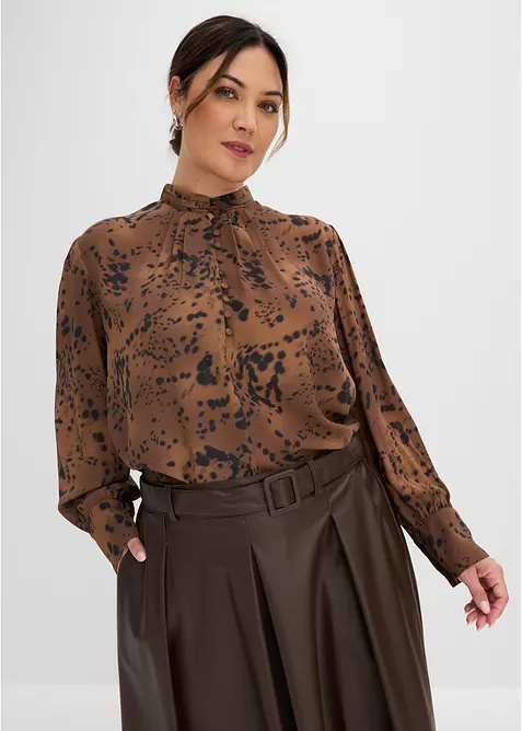 Chiffongblus med st&aring;krage, bonprix