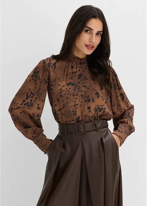 Chiffongblus med st&aring;krage, bonprix