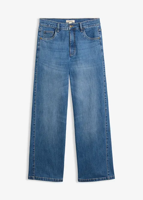 Jeans med Wide Leg och s&ouml;mdetaljer, bonprix