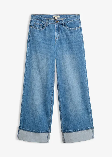 Jeans med Wide Leg och slag, bonprix