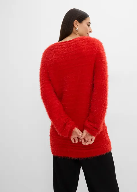 L&aring;ng, stickad tr&ouml;ja i fluffigt material, bonprix
