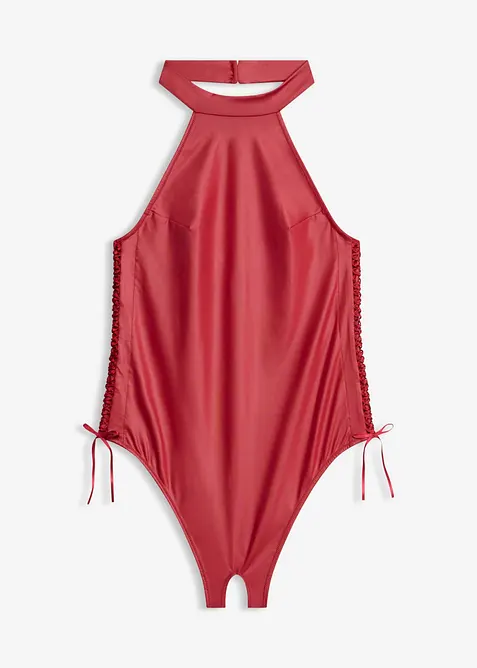 Stringbody med &ouml;ppen gren och wetlook, bonprix