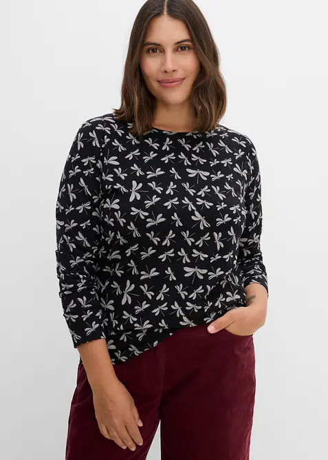 L&aring;ng&auml;rmad topp av elastisk bomullsmix (3-pack), bonprix