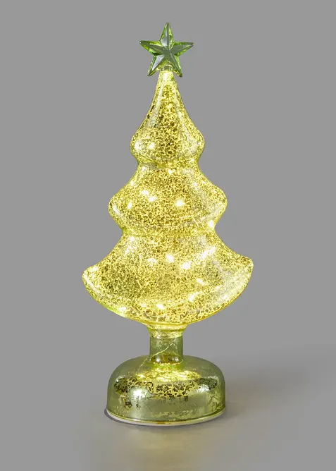 Prydnadsgran i glas med LED-belysning, bonprix