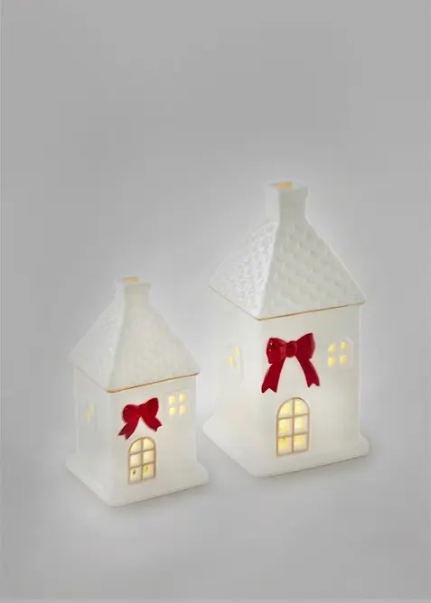Prydnadshus med LED-belysning (2 delar), bonprix