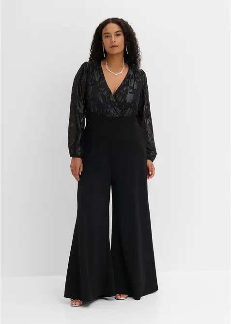 Jumpsuit med glansigt broderi, bonprix