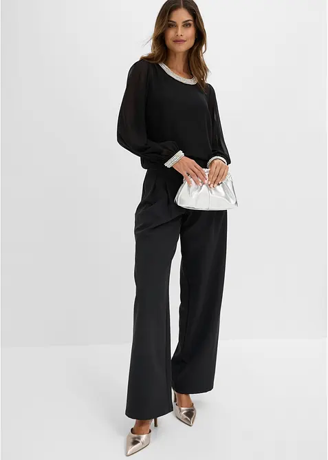 Chiffongblus med strassdekoration, bonprix