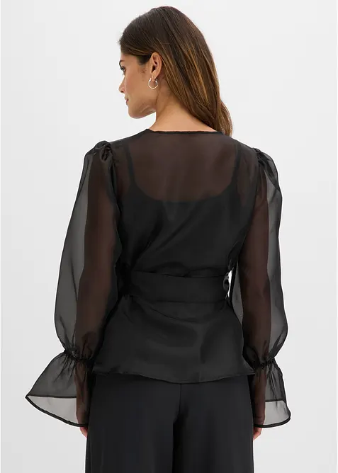 Blus av glansig tyll, bonprix