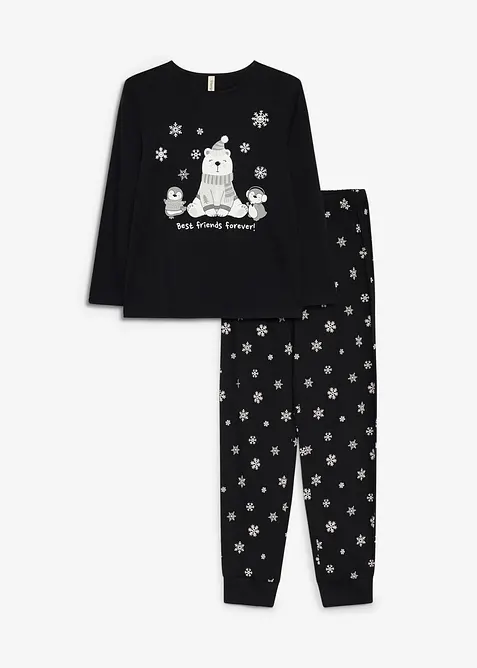 Pyjamas i bomull med sovmask, bonprix