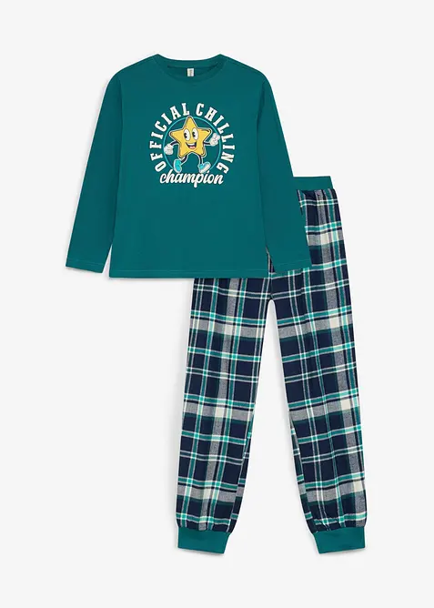 Barnpyjamas med flanellbyxa av mjuk bomull (2 delar), bonprix