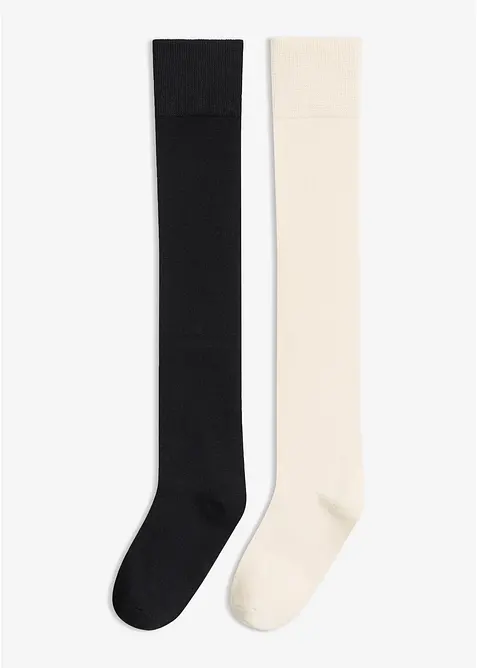 Overknee-strumpor med ekologisk bomull (2-pack), bonprix