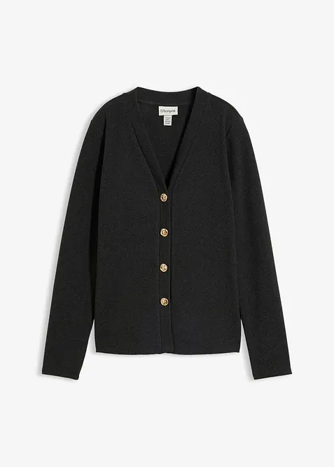 Cardigan i ribbstickad jersey, bonprix