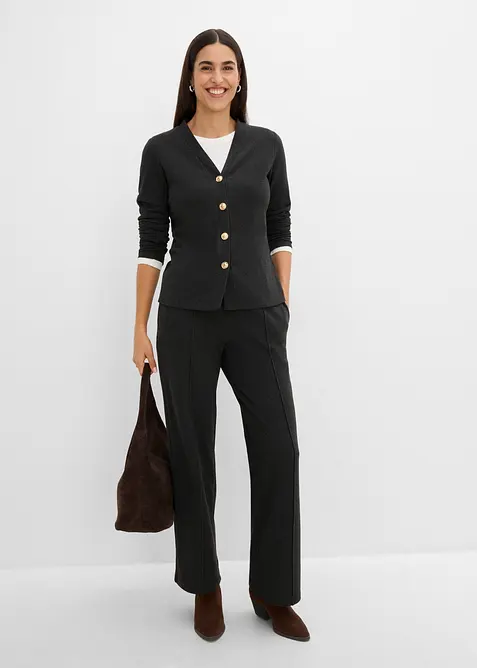Cardigan i ribbstickad jersey, bonprix
