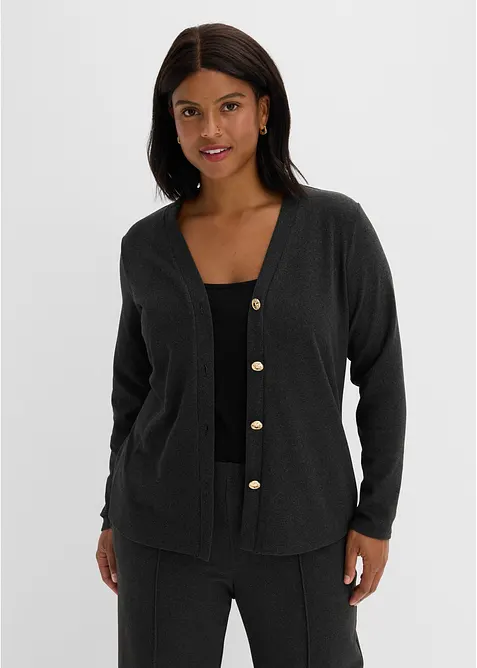 Cardigan i ribbstickad jersey, bonprix
