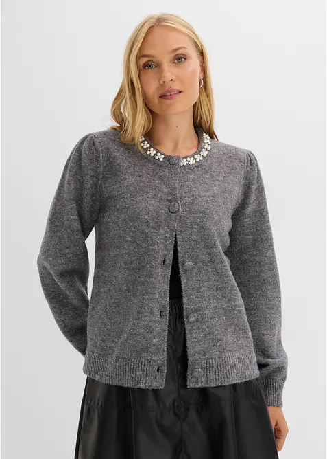 Cardigan med puff&auml;rmar, bonprix