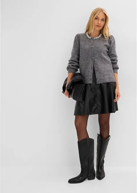 Cardigan med puff&auml;rmar, bonprix