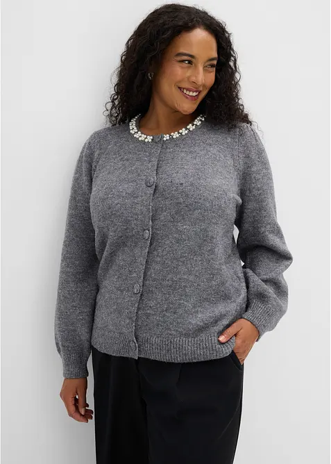 Cardigan med puff&auml;rmar, bonprix