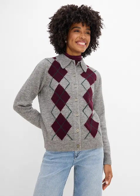Cardigan med krage, bonprix