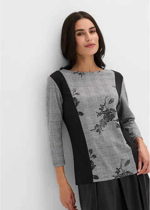 Jacquardtopp med broderi, bonprix