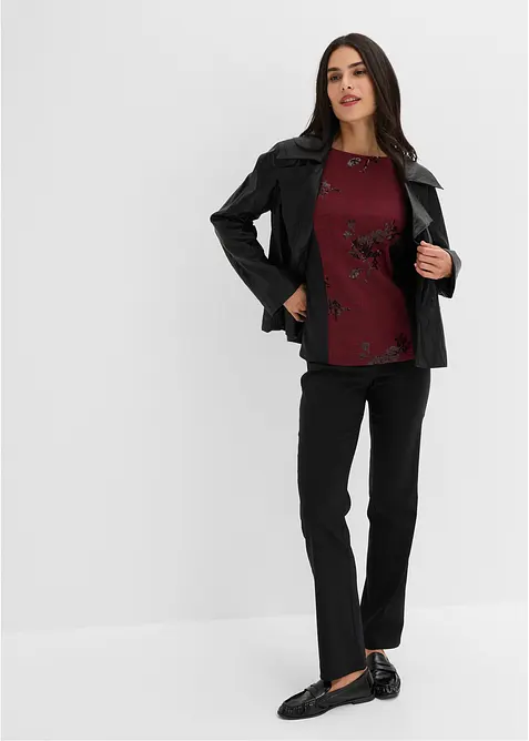 Jacquardtopp med broderi, bonprix
