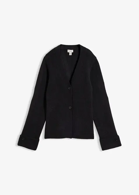 Finstickad cardigan i insv&auml;ngd modell, bonprix