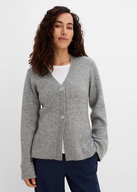 Finstickad cardigan i insv&auml;ngd modell, bonprix