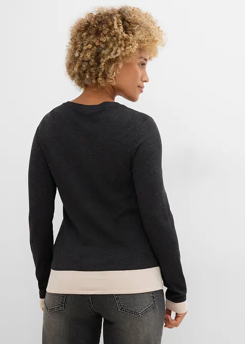 Finstickad cardigan med viskos, bonprix