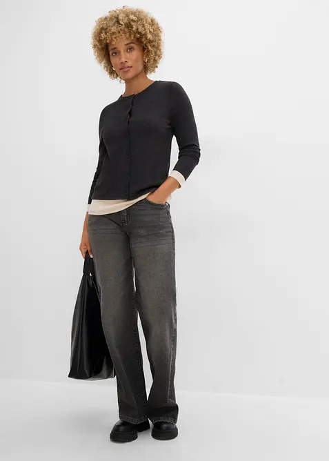 Finstickad cardigan med viskos, bonprix