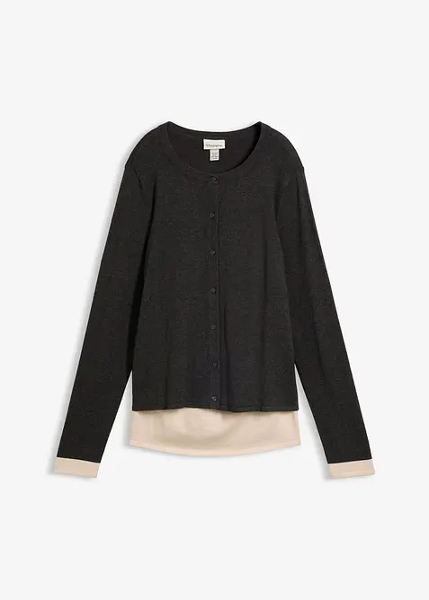 Finstickad cardigan med viskos, bonprix