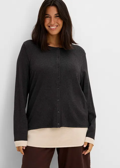 Finstickad cardigan med viskos, bonprix
