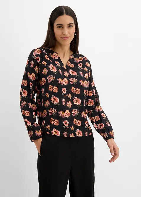 Blus i f&ouml;ljsam viskosmix, bonprix