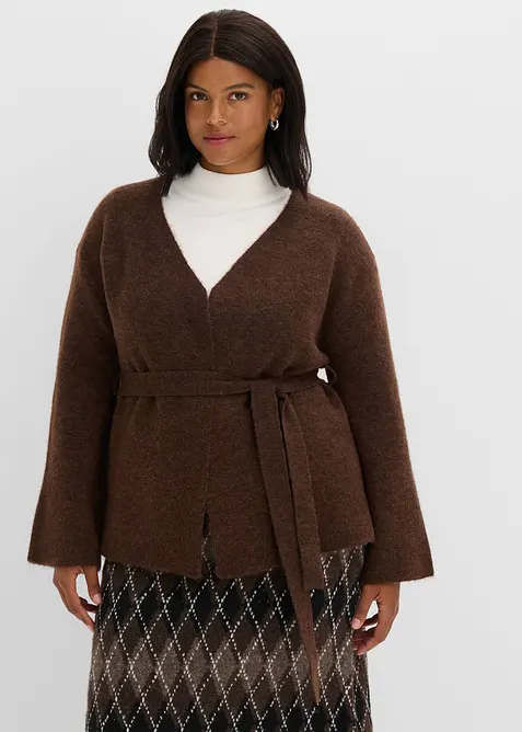 Cardigan med knytsk&auml;rp, bonprix