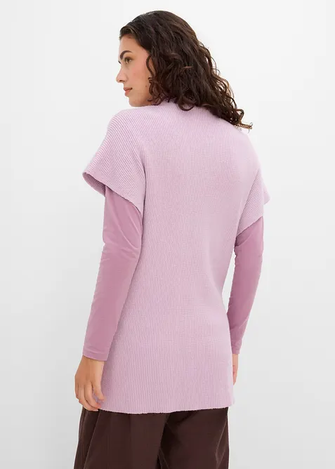Ribbstickad cape av mjuk yllemix, bonprix