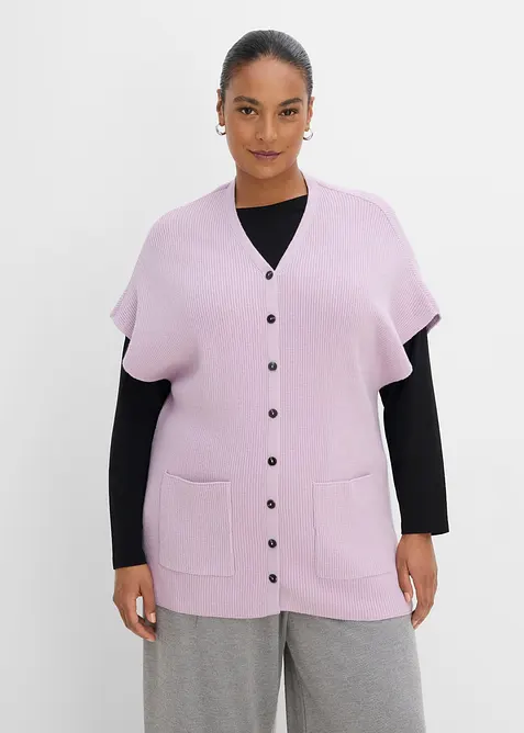Ribbstickad cape av mjuk yllemix, bonprix